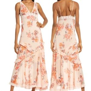 Intimately Free People : Stay Awhile Peach Sheer Maxi Dress Slip